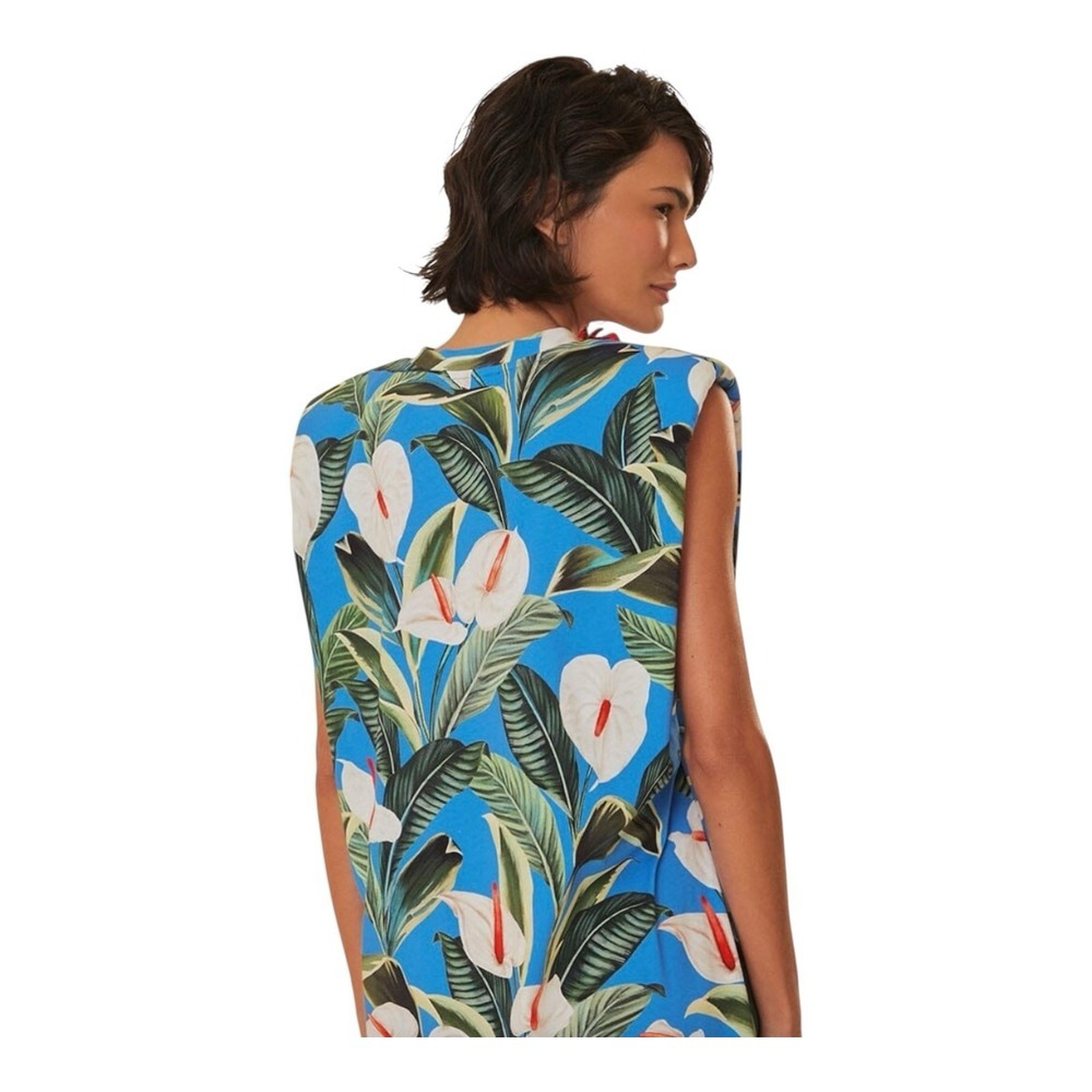 FARM Rio Floral Sleeveless Padded Floral Tie Multicolor Mini Dress Size Small - Picture 12 of 16